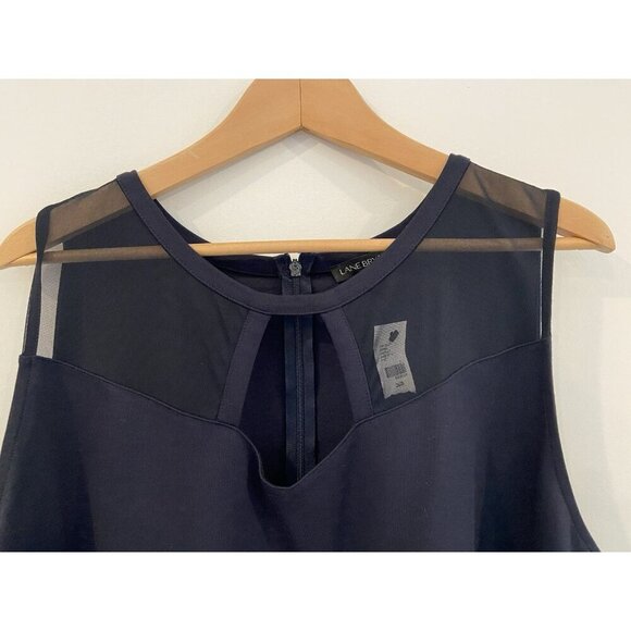 NWT Lane Bryant Blouse Sleeveless Sheer Peplum Navy Blue Size 26 28 New - Picture 2 of 5